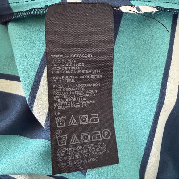 Tommy Hilfiger Teal Black Striped Midi Dress Size Medium Business Casual Preppy - Picture 9 of 12